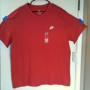 NIKE SPORTSWEAR "Club Embroidered Tee" MEN'S RED WHITE T-SHIRT 2XL AR4997-657